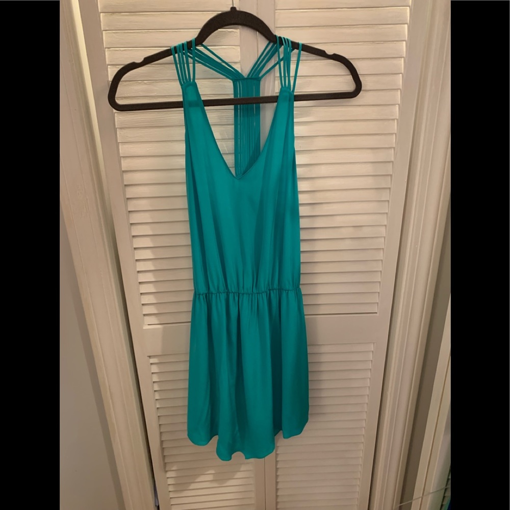 Rory Beca teal silk racer back dress